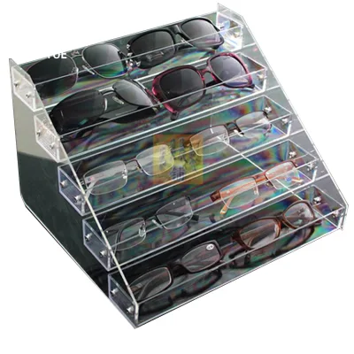 Custom Clear Eyeglasses Rack Sunglass Organizer Display Eyewear Glasses Holder Stand 4 Tiers Acrylic Sunglass Display Stand