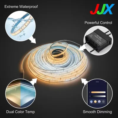 JJX PI68 Waterproof Led Strip Light Underwater Strip Light Swimming Pool Led Lights Gold and Iceblue Color