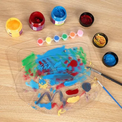 Clear Acrylic Oval Palette 15*20cm 2mm With Thumb Hole DIY Watercolor Oil Painting Tray