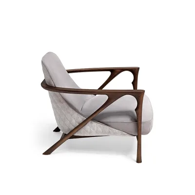 Italian Light Luxury High-end Small Apartment Designer Single Leisure Chair Living Room Postmodern Ash Wood Custom Sofa Chair