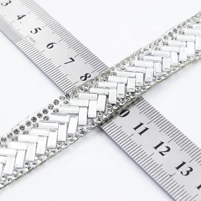 Hot Fix Sew on Self Adhesive 3 Application Way Crystal Beads Tape Rhinestone Trimming for Multi-decorating Use