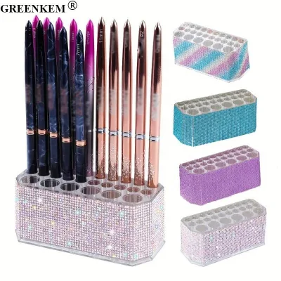 New 26 Holes Diamond Mounted Nail Pen Storage Box Brow Pencil Storage Rack Nail Brush Storage Rack