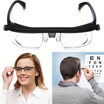 Hot Sale TR90 Slim Black AC Frame Eye Glasses Adjustable 4D +5D Reading Lenses Popular Myopia Correction PC Eco-Friendly Diamond