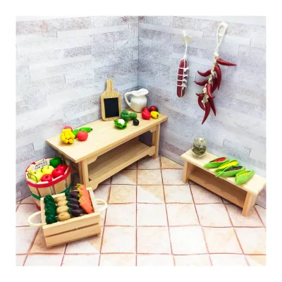 Miniature Dollhouse 1:12 Kitchen in the Countryside with Resin Clay & Wood Materials DIY Accessories