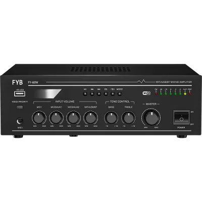 Audio Mixer Amplifier: WiFi/Bluetooth/MP3, 6Ch PA for Events, Worship, Retail & Schools All in One Audio Amplifiers