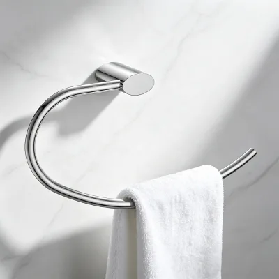 Modern Stainless Steel 201 and Zinc Wall Mount Bathroom Towel Ring-Hotel Style