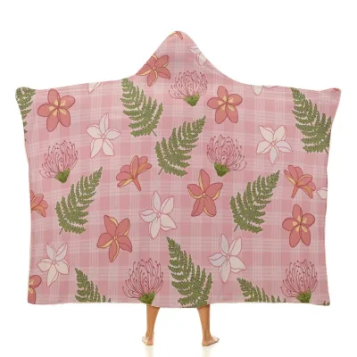 Hawaiian-style Print on Demand High-quality Men's and Women's Adult Hooded Blankets Customization Hawaiian Tropical Plant Print