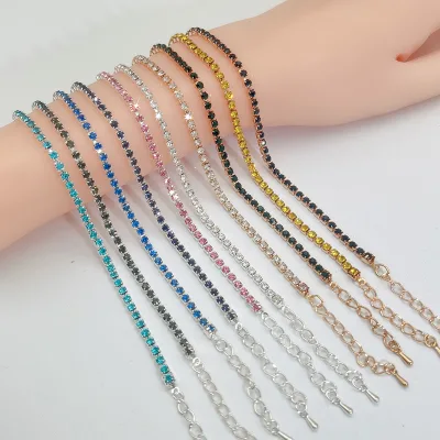 Cheap 10 Multi Colors 18k Gold Plated Full Bling Diamond Crystal Bracelet Rhinestone Diamond Tennis Bracelet for Women