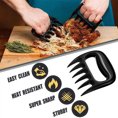 Meat Claws BBQ Claws Meat Forks with Solid Wood Handle for Shredding Tearing for Beef Pork Chicken Turkey Meat Claw