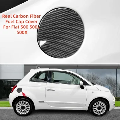Real Carbon Fiber Fuel Cap Cover for Fiat 500 500L 500X Abarth Gloss Carbon Fiber Gas Tank Cap Trim