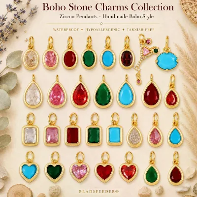 Trendy Water Drop Oval Square Heart Shape Colorful Zircon Charm Pendant,DIY Jewelry Making Choker Necklace Clavicle Chain K03