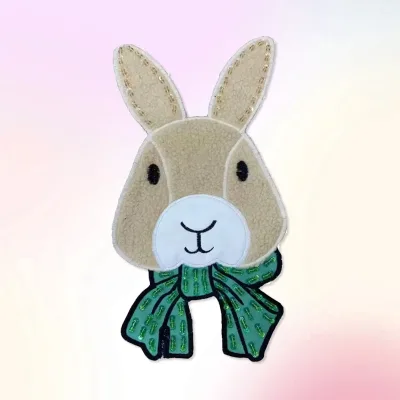 Chenille Rabbit Patches Custom Logo Size Glitter Sequins Wholesale Embroidery Iron on Clothing Applique Badges for Clothes Bags