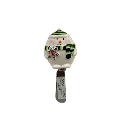 Cheese knife with ceramic snowman handle