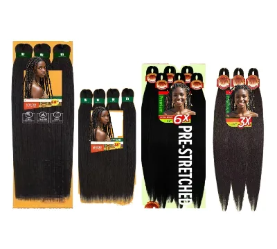 Synthetic 3x 4X 6x EZ Braid Pre-Stretched Braiding Hair Weft for Women for Afro Braids & Crochet