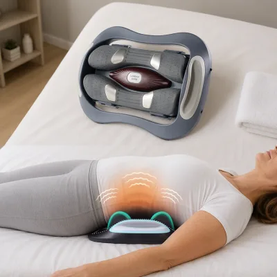 Multi Function Waist Massager Hot Compress Vibration Electric Pulse Lumbar Traction 15-Minute Timing Control for Posture Relief
