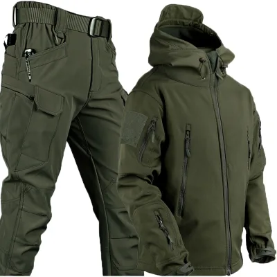 Wholesales Soft Shell Clothing Fishing Two Piece Set Tactical Uniform Hunting Wear Winter Fishing Suit Suit Jacket Set