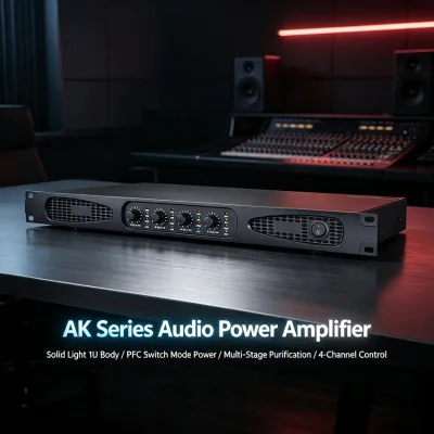 Pro Audio AK Series D Class Power Amplifier 1U Lightweight Chassis Audio Amplifier for Commercial Sound Installation Project