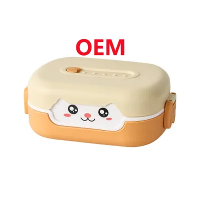 Custom Eco-Friendly Shape Kids Bento Box Single Food Grade Plastic Lunch Container Cutlery Children Kitchen Storage Custom Logo