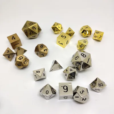 Wholesale Cheap Price Colored Adult Board Games Engraved Printed Polyhedral Custom Metal Dice