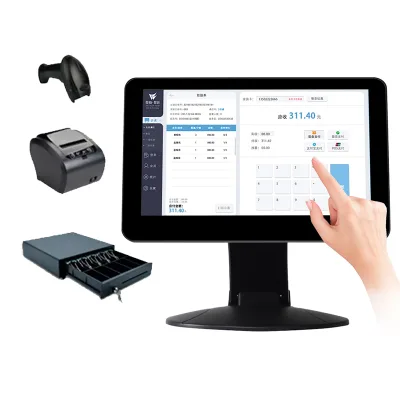 Lightweight 13.3\" 15\" Capacitive Touch Screen POS All-in-One Dual Monitor Kiosks SDK Compatible POS Cash Register Payment