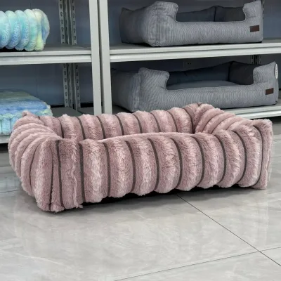 Rectangular Stripe Fluffy Pet Bed Soft and Comfortable Cat and Dog Bed