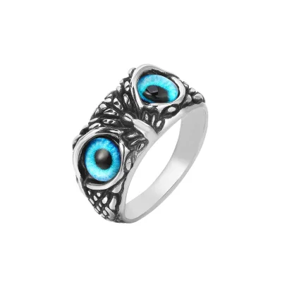 Vintage Personality Animal Silver Viking Ring Stainless Steel Owl Ring