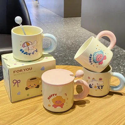 Cute Ceramic Cup Home Couple High Appearance Level Straw Coffee Tea Other Beverages Personalized Logo Perfect Gift Friends
