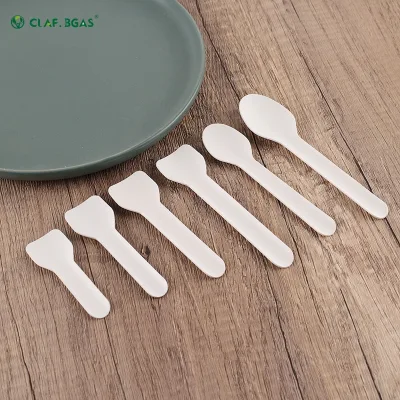 Custom Printed Eco Friendly Biodegradable Folding Kraft Paper Disposable Heat Resistant Cutlery Set Ice Small Gelato Spoon