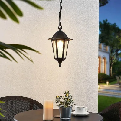 P615 Glass Diffuser Plastic Housing IP44 Hot Selling Black Hanging Garden Light Outdoor Pendant Lighting