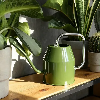 Steel Watering Can 1L Capacity Eco-Friendly Durable Powder Coated Long Thin Mouth Vintage Design Centregarden for Outdoor