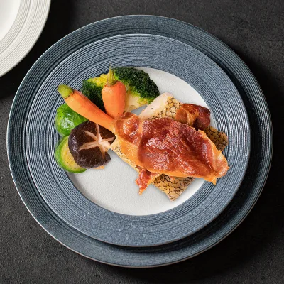 Western Dinner Plate Steak Pasta Display Plates Flat Plate Porcelain Microwave Safe Brushed Matte Finish White Nordic-Style