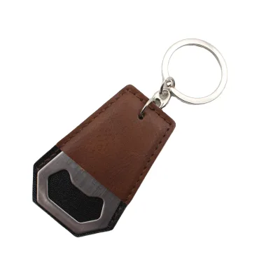 Vintage Brown Leather Bottle Opener Keyring Portable Metal Beer Opener Keychain Daily Outdoor Household Practical Gift Accessory