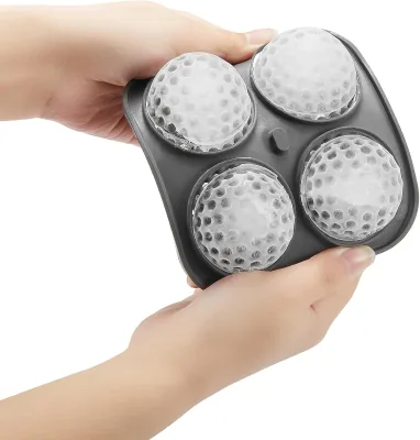 Large Golf Silicone Ice Cube Tray 3D Fun Shapes for Whiskey Cocktails Bourbon Brandy Great Gift for Men in Black