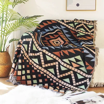 Hot Sale Eco-Friendly Modern Geometric Woven Fringed Couch Throw Outdoor Picnic Blanket All-Season Home Decor Wall Tapestry