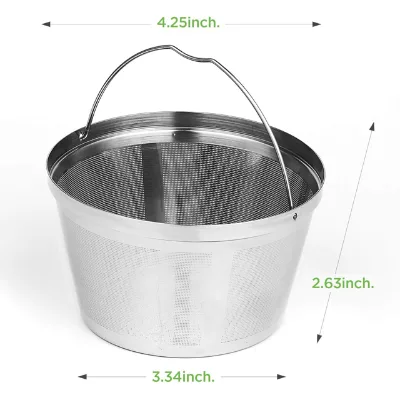 Reusable 8-12 Cup Permanent Basket Washable Coffee Drip Pour Over Filter