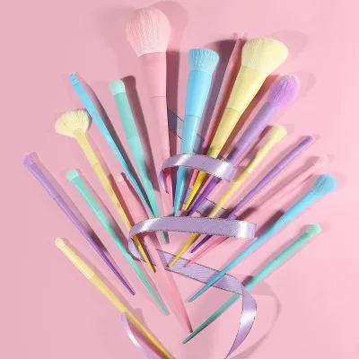 Colorful Makeup Brush Set with Bag Candy Dream Color Rainbow Makeup Brush Set Beauty Tools 17 in 1