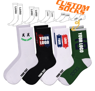 Men's Comfortable Cotton Crew Socks Custom Logo Knitted Anti-Bacterial Sox for Autumn Season