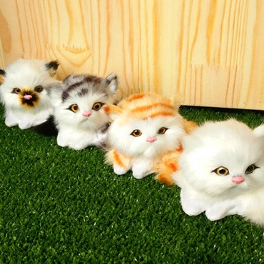 Table Top Decor Home Decoration Stuffed Toys Animal Kitten Figurines Simulation Cat With Artificial Fur Doll Ornament Craft
