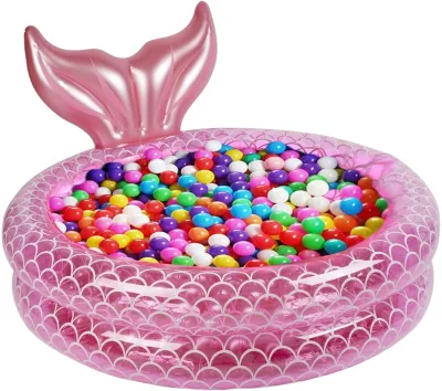 Inflatable Kiddie Pools Mermaid Design,Backyard Round Swimming Pool for Toddler Gift, Kids Paddling Swimming Pool Indoor