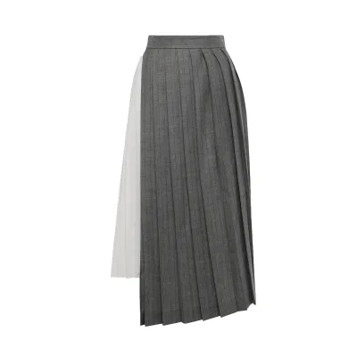 Factory Custom Wholesale Design New Cow Pleated Wool Asymmetrical Midi Skirt