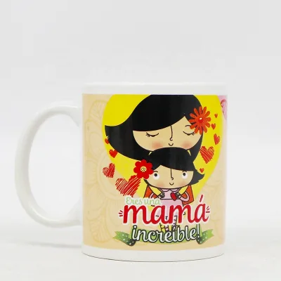Straight body ceramic mug custom manufacturer processing Mom cup Dad cup