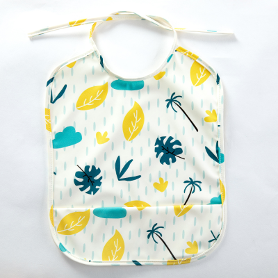 BPA Free Waterproof Leaves Prints Baby Bibs Soft PU Dirt Proof Baby Bibs