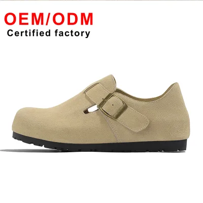 High Quality Custom Designer Mule Shoes Genuine Leather Suede with Soft Wood Insole Closed Toe Fashionable Platform