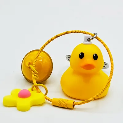 Customized Mini Yellow Acrylic Rubber Ducks Custom Rubber Bows Cheerleader Cheer Ducks Keychain Bulk Ducky Charm Keyring Small