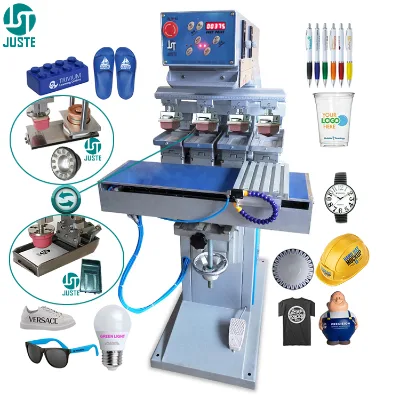 4 Colour Vertical Pad Printer Consumables Aluminium Tank Pad Printing Machine for Hockey Puck Computer Keyboard Playmat Mouse