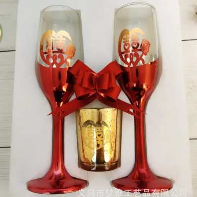 Cross-border Goblet Wedding Champagne Glass Wedding Banquet Wine Glass Wedding Wedding Supplies Big Joy Glass Creative Glass