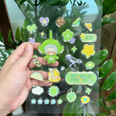 Custom Printing 3d Epoxy Sticker Sheet A6 A5 Waterproof Transparent Clear Background Domed Sticker for Kids