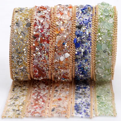 Bling Colorful Stones Mixed Rhinestone Chain Trimming