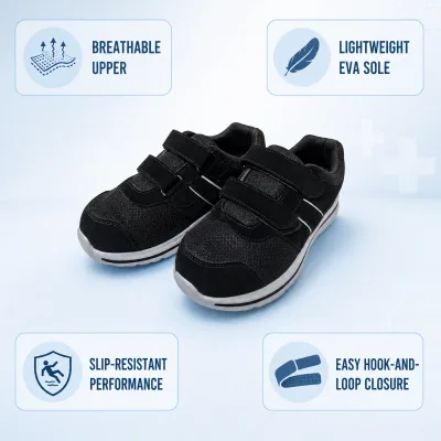 Velcro Diabetic Shoes Breathable EVA Sole Flat Heel for Men Women, Slip Resistant Comfortable Shoes for Swollen Diabetic Feet