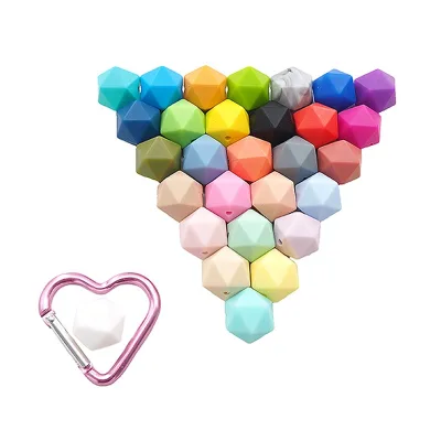Promotions Food Grade 100pc 17mm Icosahedron Silicone Beads Loose Teething Chew Jewelry Bead